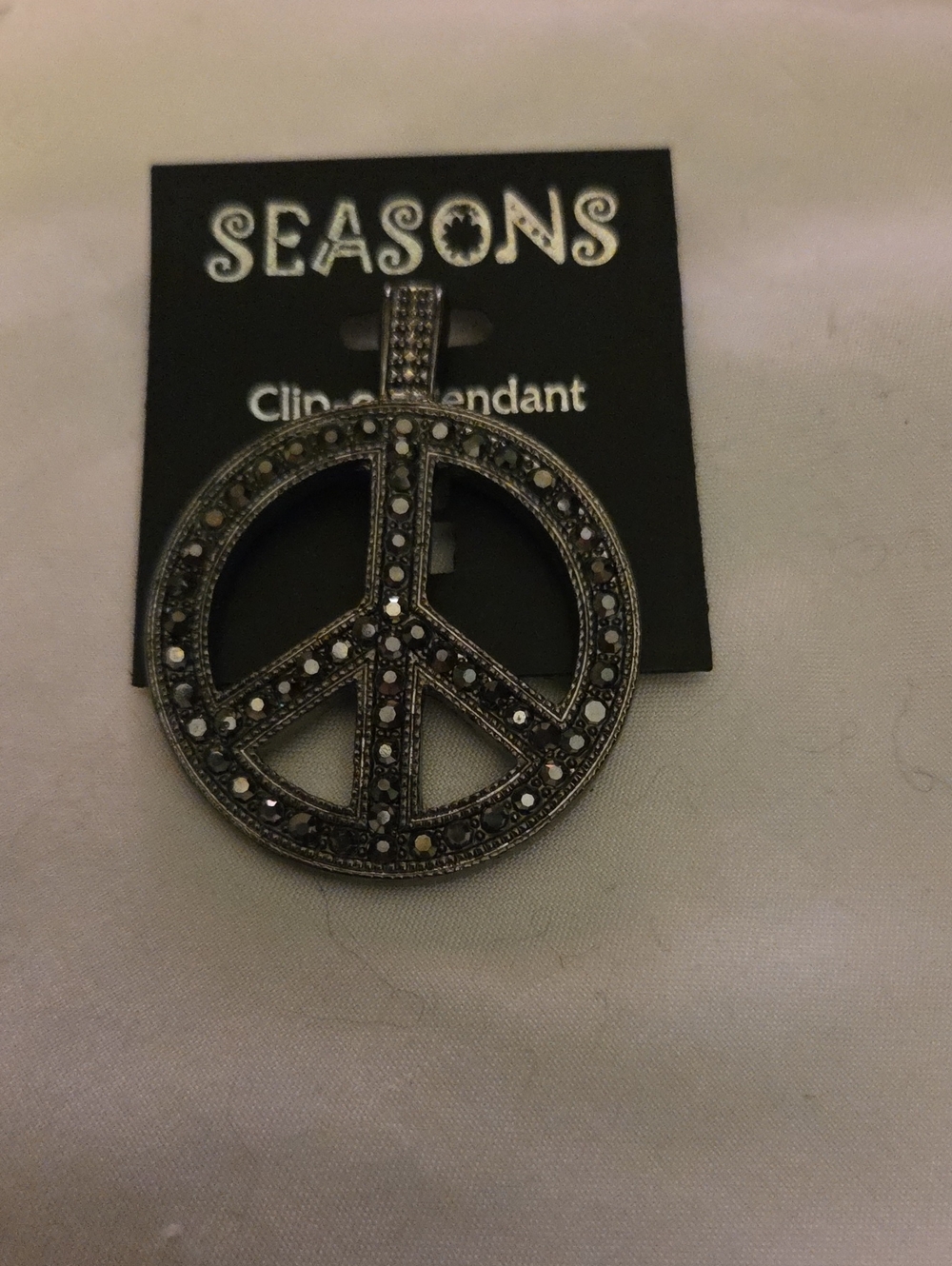 Silver-Tone Peace Sign Clip Pendant